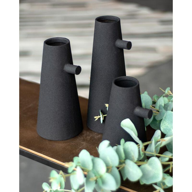 Renwil AFLYNTA Textured Matte Black SET OF 3 VASES