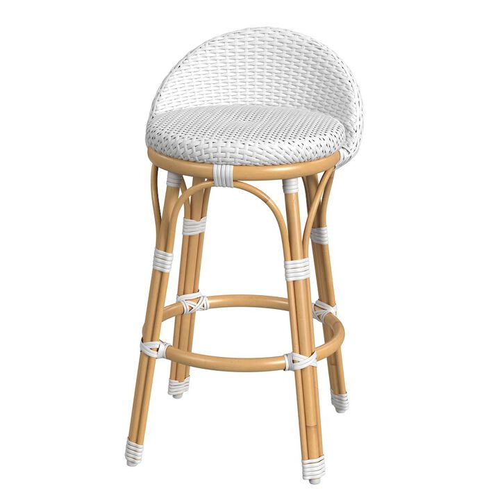 Butler Specialty 24 in. Seat Height Outdoor Rattan and Metal Low Back Counter Stool
