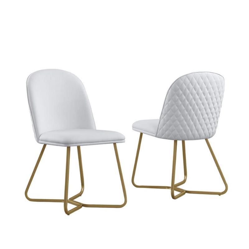 White faux leather side chairs - Set of 2