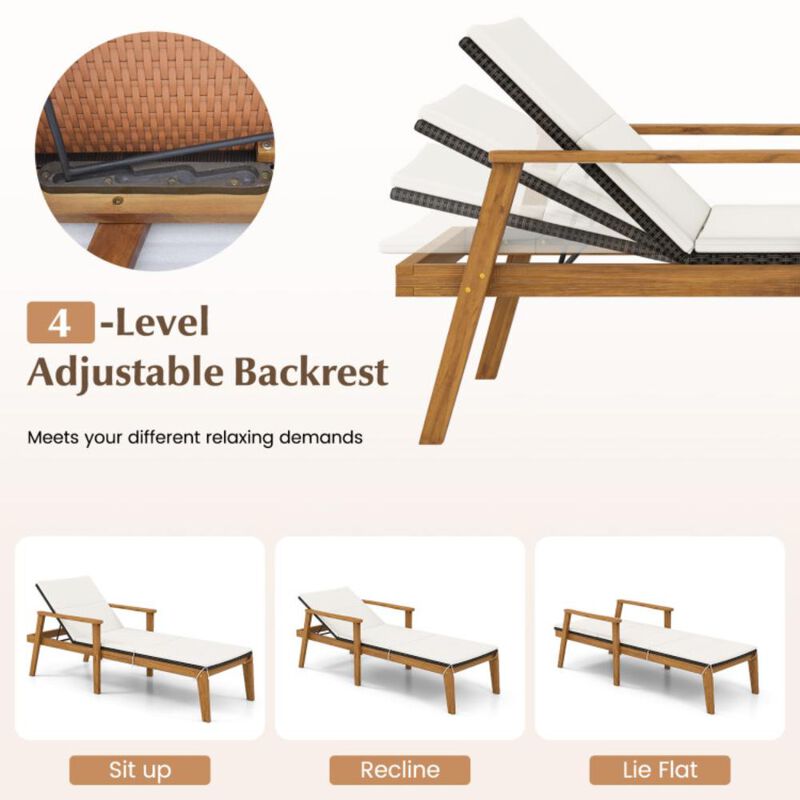 Hivvago 2 Piece Outdoor Chaise Lounge Chair Set Rattan Patio Chaise with Armrests