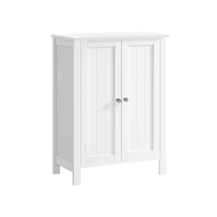 Bathroom Floor Storage Cabinet with Double Door Adjustable Shelf
