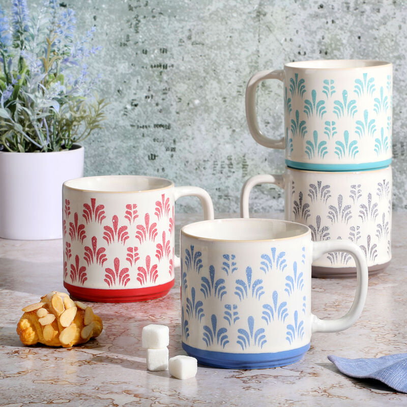 Gibson Home Morning Mist 4 Piece 18 Ounce Stoneware Mug Set in Assorted Colors