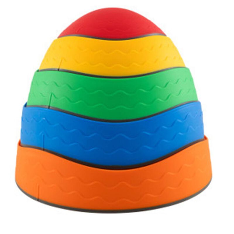 Kids Stepping Stones 5 Piece Round Stackable Indoor Outdoor Balance Blocks-Multicolor image number 0