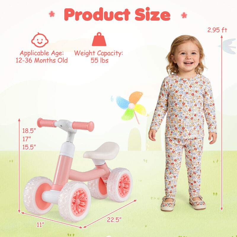 Baby Ride On Balance Bike with Adjustable Handlebar Seat and Light Up Wheels for Home image number 2