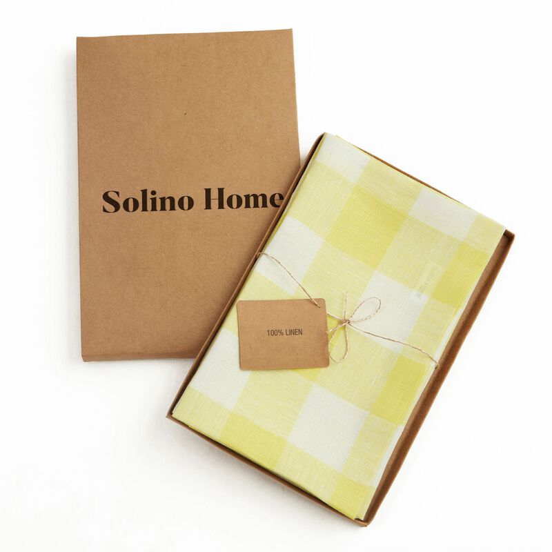 Solino Home 100% Pure Linen Dinner Napkins 20 x 20 Inch Set of 4 - Buffalo Check