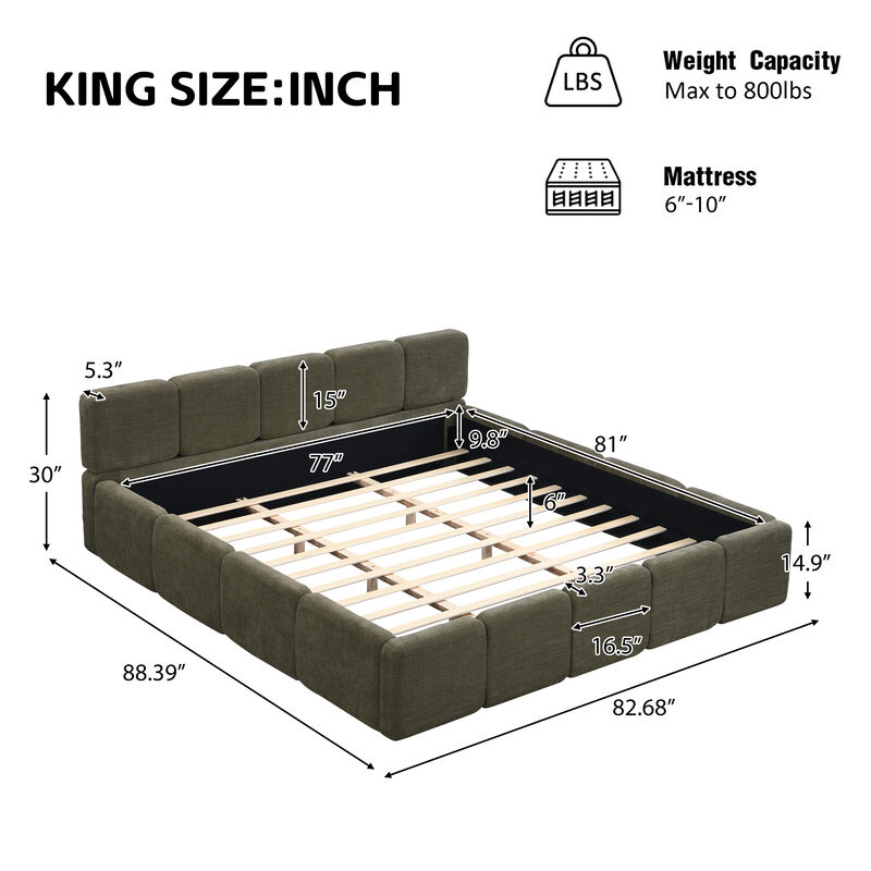 Upholstered Platform Bed with Boucle Fabric image number 6