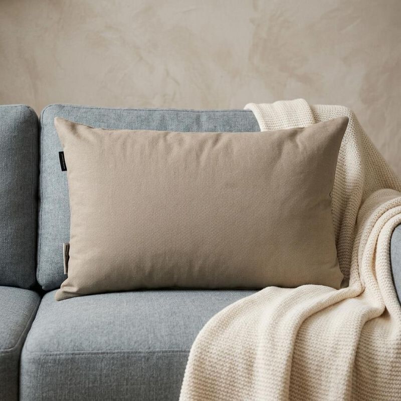 HomeRoots 12" X 18" Gray Cotton Throw Pillow image number 1