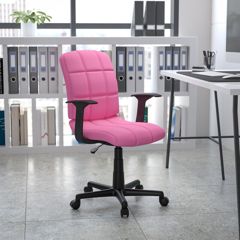 Clayton Mid-Back Quilted Vinyl Swivel Task Office Chair with Arms image number 1