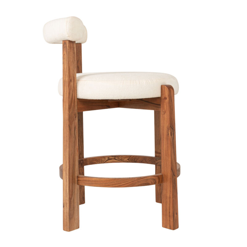Acacia Wood & Boucle Counter Height Bar Chair image number 5