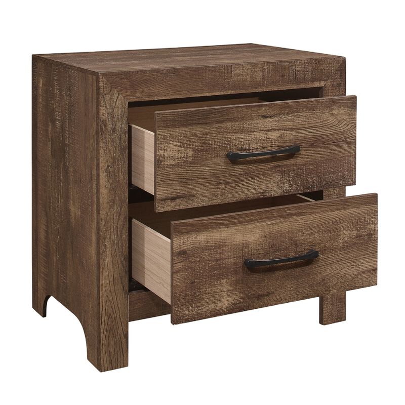 Queen Size Bedroom Set, Brown Finish, Panel Design, 3-Piece Set with Bed and Two Nightstands image number 6