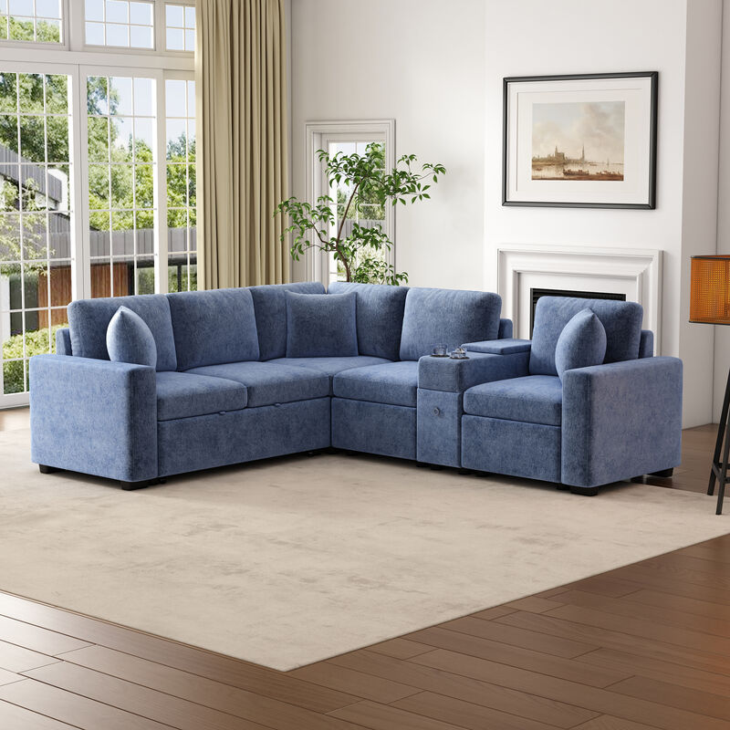 L-shaped Convertible Sectional Sofa Sleeper.
