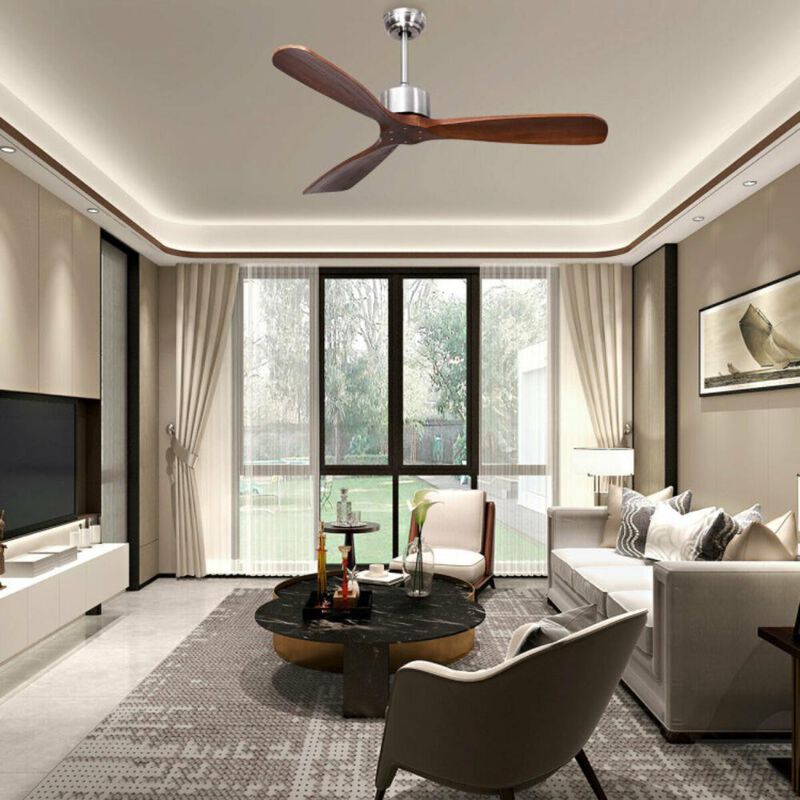 Hivvago 52 Inch Modern Ceiling Fan Indoor Outdoor Brushed Nickel Finish with Remote