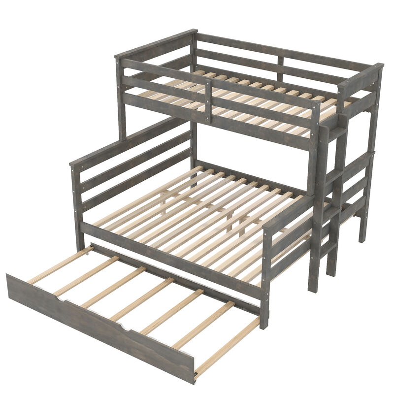 Merax Twin XL over Queen Solid Wood Bunk Bed with Pull-out Twin Trundle image number 0