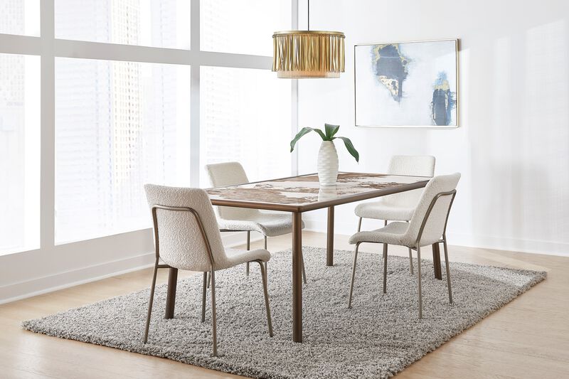 Tulum Stone Top Dining Table with Bronze Metal Base