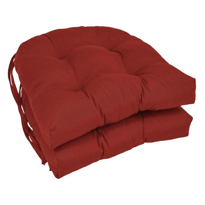 Blazing Needles 16-inch Solid Twill U-shaped Tufted Chair Cushions (Set of 2)
