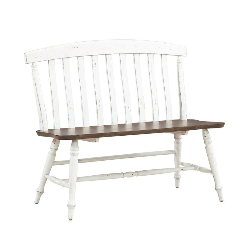 Liberty Furniture Al Fresco Slat Back Bench for Dining Room - Graphite & Whitestone image number 7