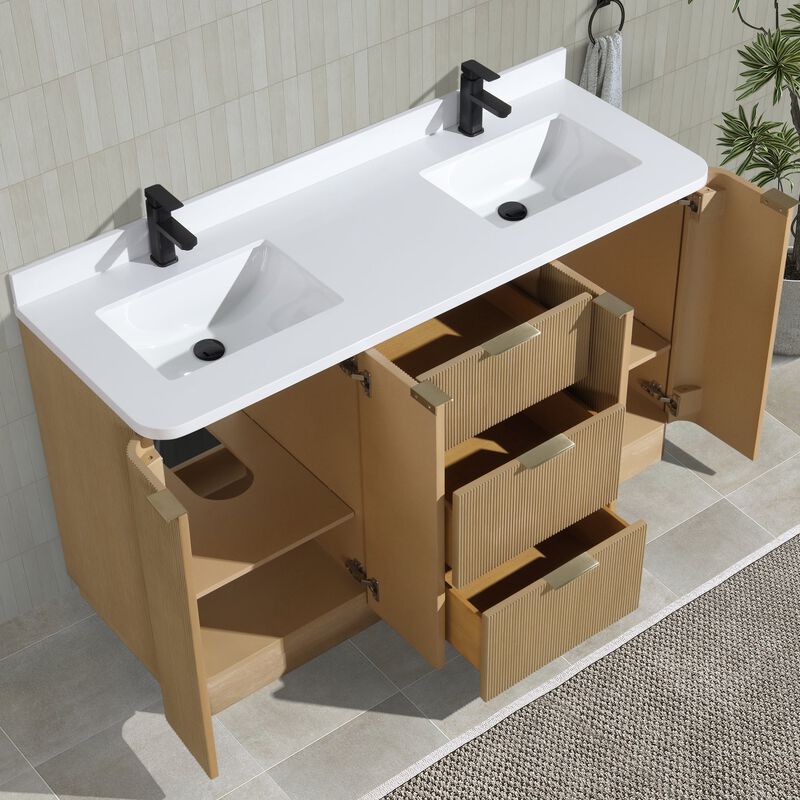 Calamigo 60" Bathroom Vanity Oak image number 5