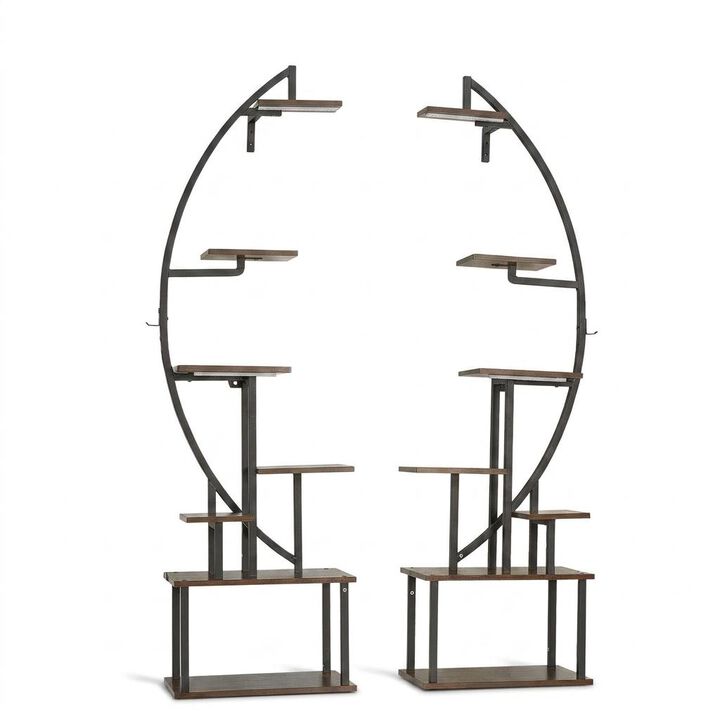 2 Pack Tall Plant Stand with LED Grow Lights, Multi Tier Indoor Plant Shelf