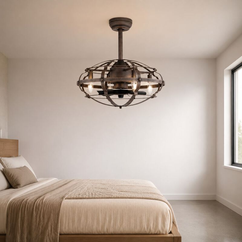 ELEMENT ACE 20.63 Inch Caged Ceiling Fan with Lights, Reversible Silent Fan for Farmhouse, Bedroom, Living Room, Bulbs Not Included image number 3