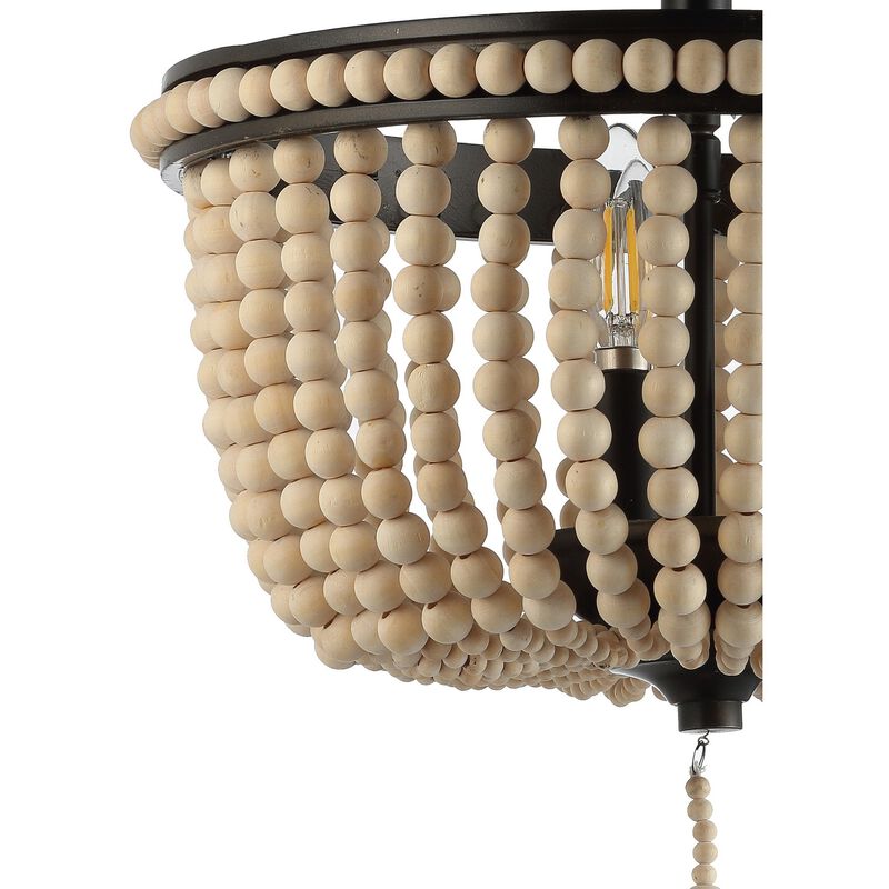 Allie Wood Beaded/Metal LED Flush Mount