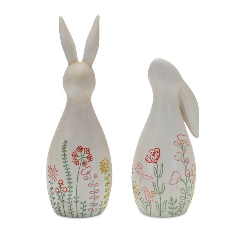 Set of 2 Decorative Rabbit Statues for Garden, Yard, and Outdoor D&eacute;cor