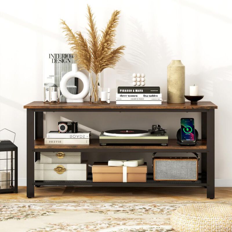 Hivvago Industrial TV Stand up to 50 Inches with Power Outlets and USB Ports