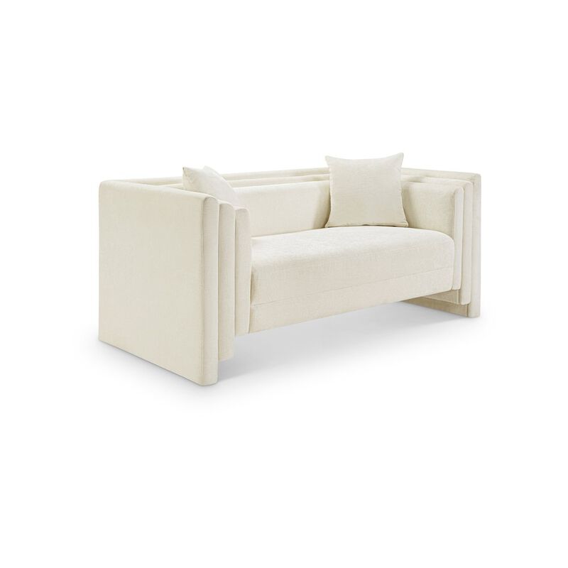 Meridian Furniture Everett Cream Chenille Fabric Loveseat