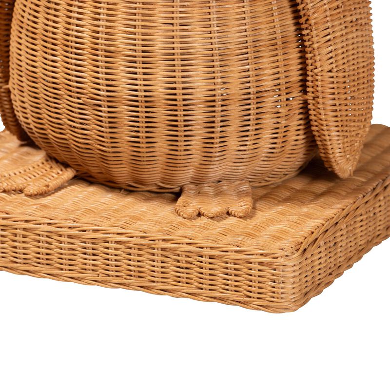 bali & pari Pembroke Penguin End Table - Handwoven Rattan Sculptural Accent Side Table with Platform Base image number 5