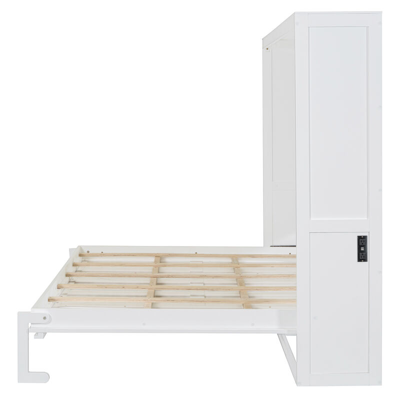 Whisen Modern Design Full Size Murphy Bed Wall Bed with USB Charging Station - Grey