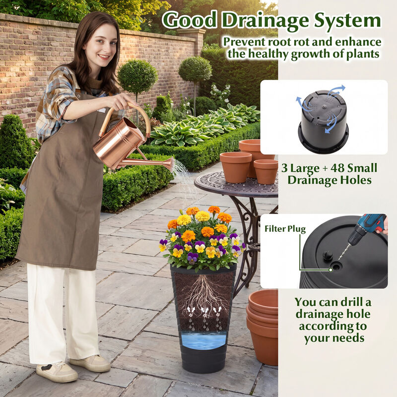 Set of 2 Tall Planters 18 Inch with Insert Bucket Design image number 6