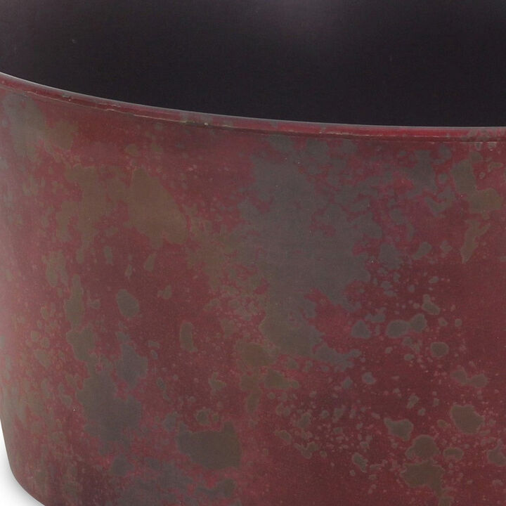 HomeRoots 12" Red Recycled Plastic Indoor Outdoor Round Pot Planter