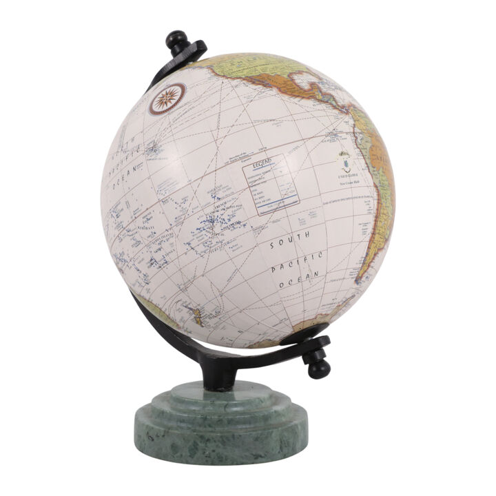 9x7" Globe, Ridged Marble Base