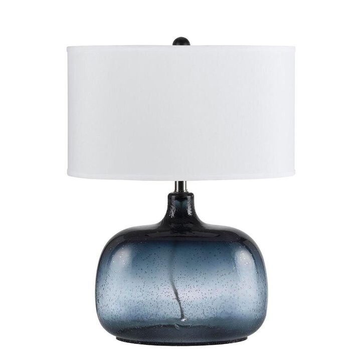 Hivvago 24" Dark Blue Glass Table Lamp With White Novelty Shade