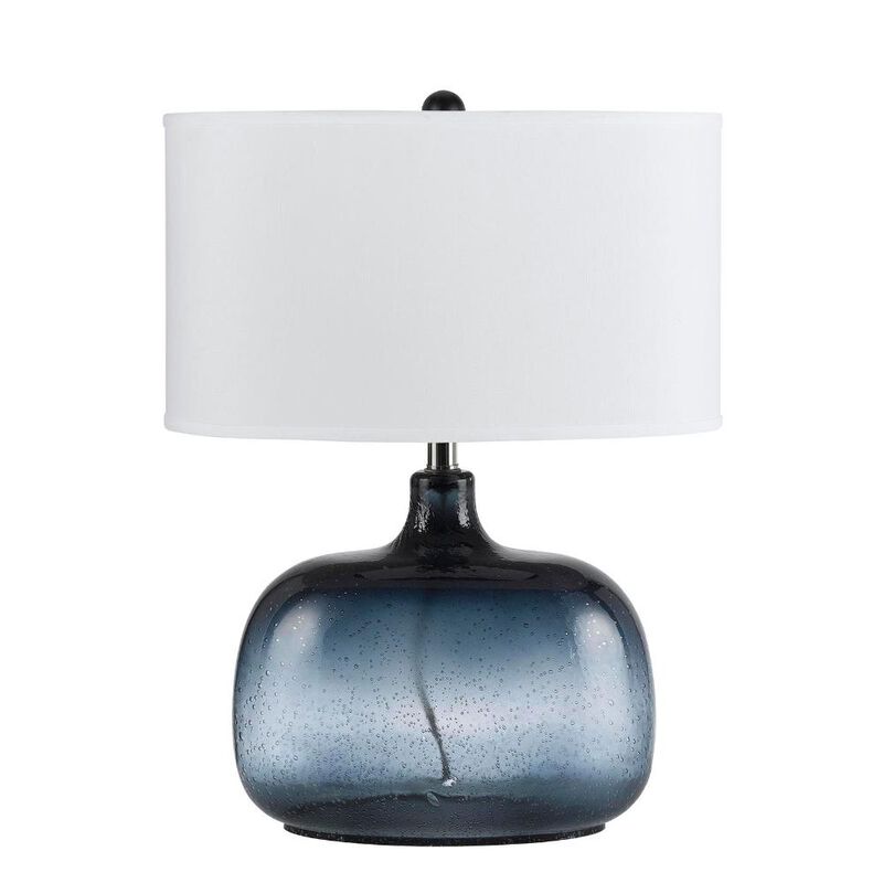 Hivvago 24" Dark Blue Glass Table Lamp With White Novelty Shade