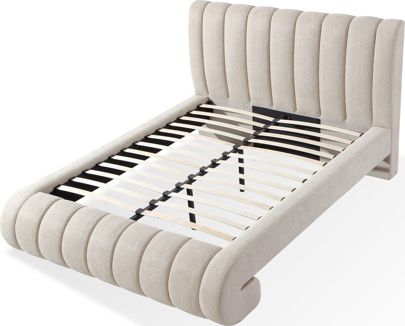 Savage King-size Maximalist Upholstered Bed in Sandy Chenille