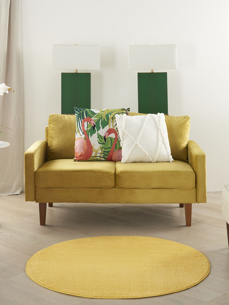 Nourison Essentials NRE01 Yellow 4' x Round Rug image number 9