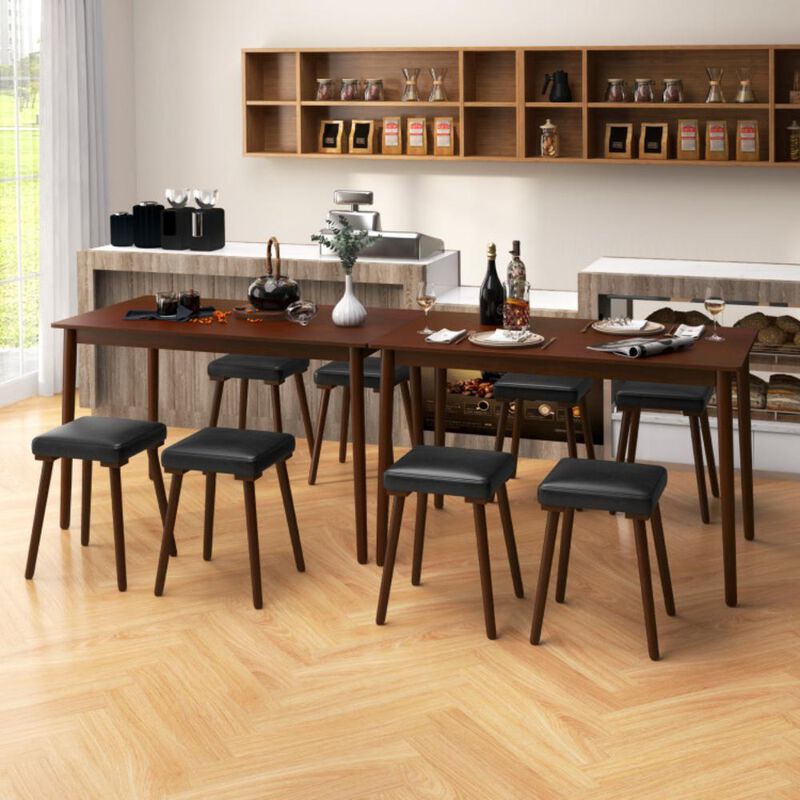 Hivvago 5 Piece Dining Table Set for 4 with 4 Upholstered Stools and Rubber Wood Legs
