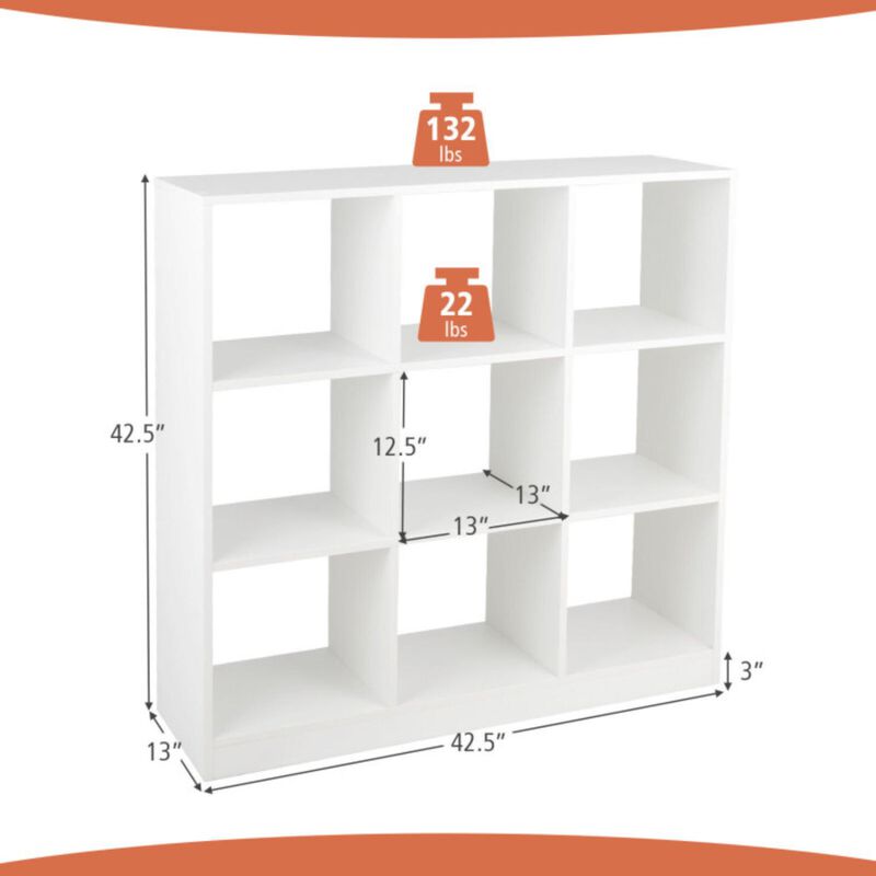Hivago Modern 9-Cube Bookcase with 2 Anti-Tipping Kits for Books Toys Ornaments