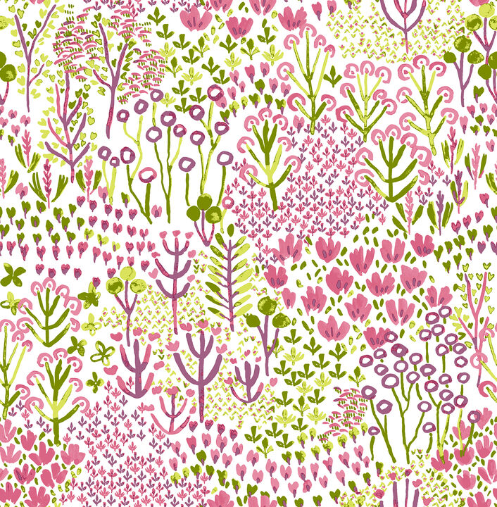 Chilton Pink Wildflowers Wallpaper