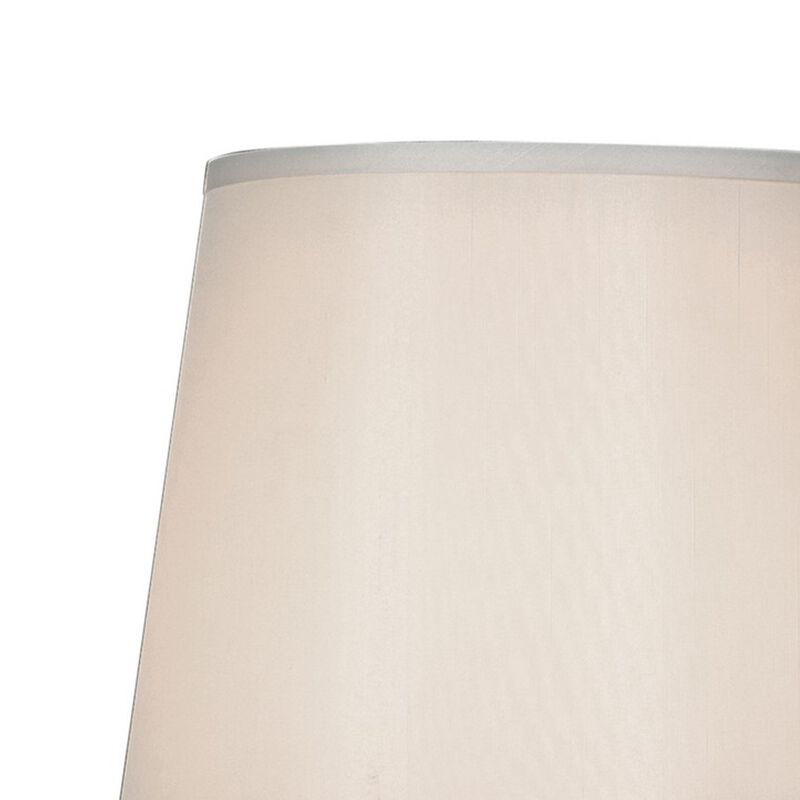 28 Inch Table Lamp, LED Tripod Base, Acrylic and Sand Chrome Finished Metal - Benzara