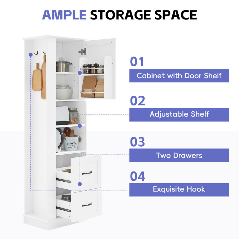 Merax Tall Bathroom Utility Cabinet with Reversible Sides, 2 Adjustable Shelves image number 7