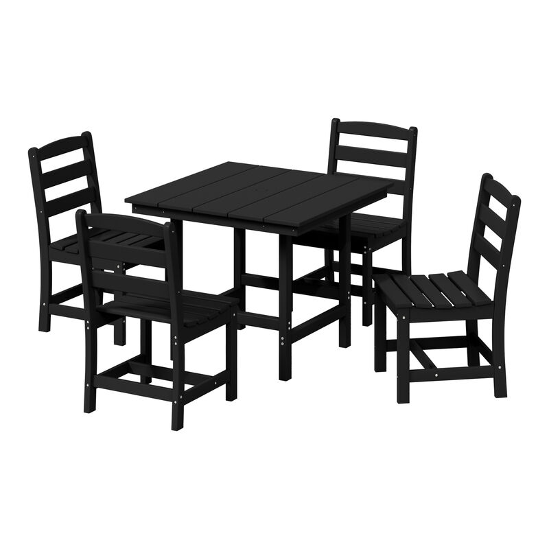 WestinTrends 5-Piece HDPE Outdoor Square Patio Dining Table Set with Armless Side Chairs
