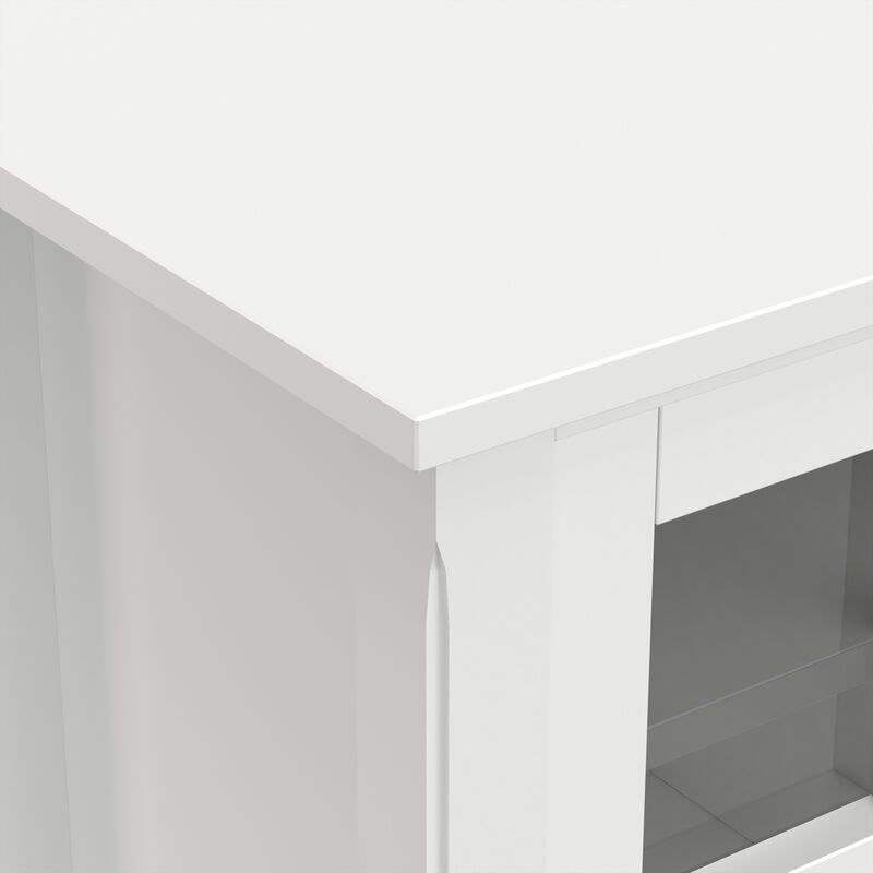 Kitchener SOLID WOOD 60 inch Wide Contemporary TV Media Stand in White For TVs up to 65 inches image number 7