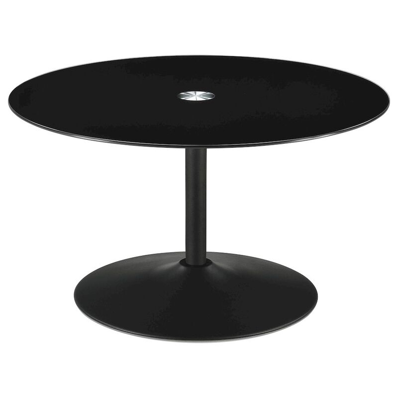 Coaster Ganso 3-piece Round Glass Top Coffee and End Table Set Black