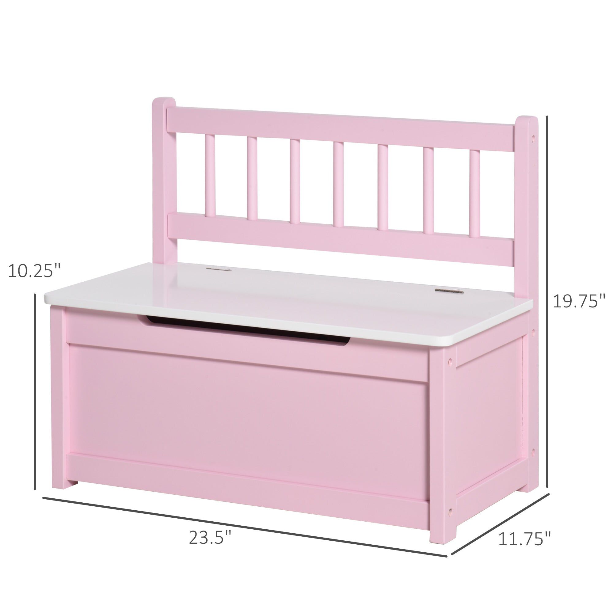 2-IN-1 Wooden Toy Box Kids Seat Bench Storage Chest in Pink
