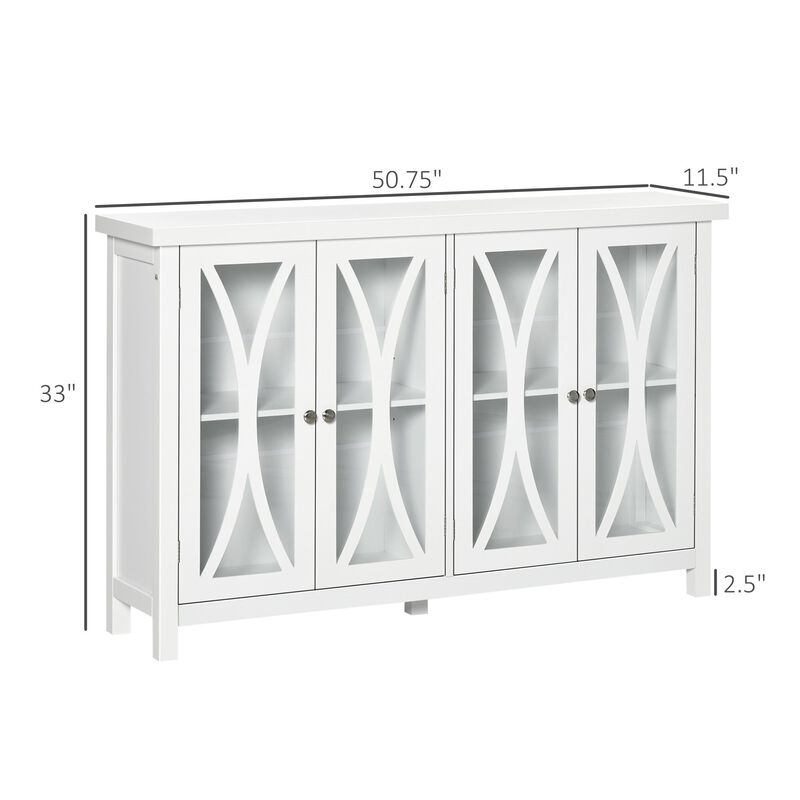 Elegant Kitchen Sideboard, Buffet Cabinet with Storage, Glass Doors, Adjustable Shelves for Living Room, Bedroom, Study, White image number 3