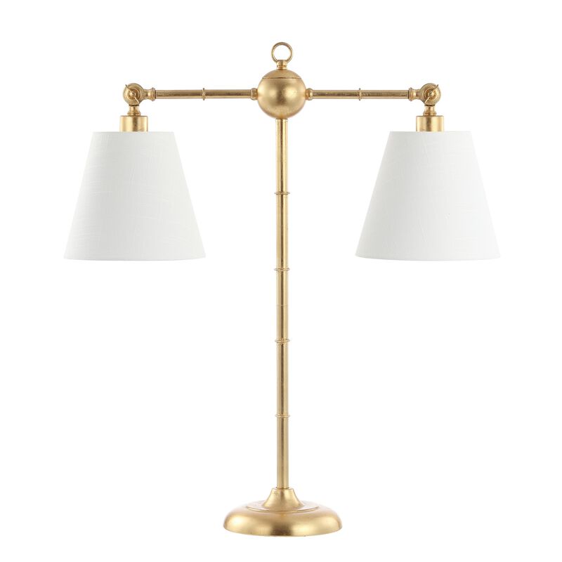 Ruth 31" 2-Light Library Metal LED Table Lamp, Gold Leaf