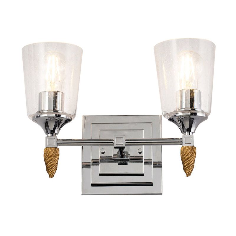 Lucas McKearn Vetiver 2 Light Vanity Light in Polished Chrome with Silver Accent