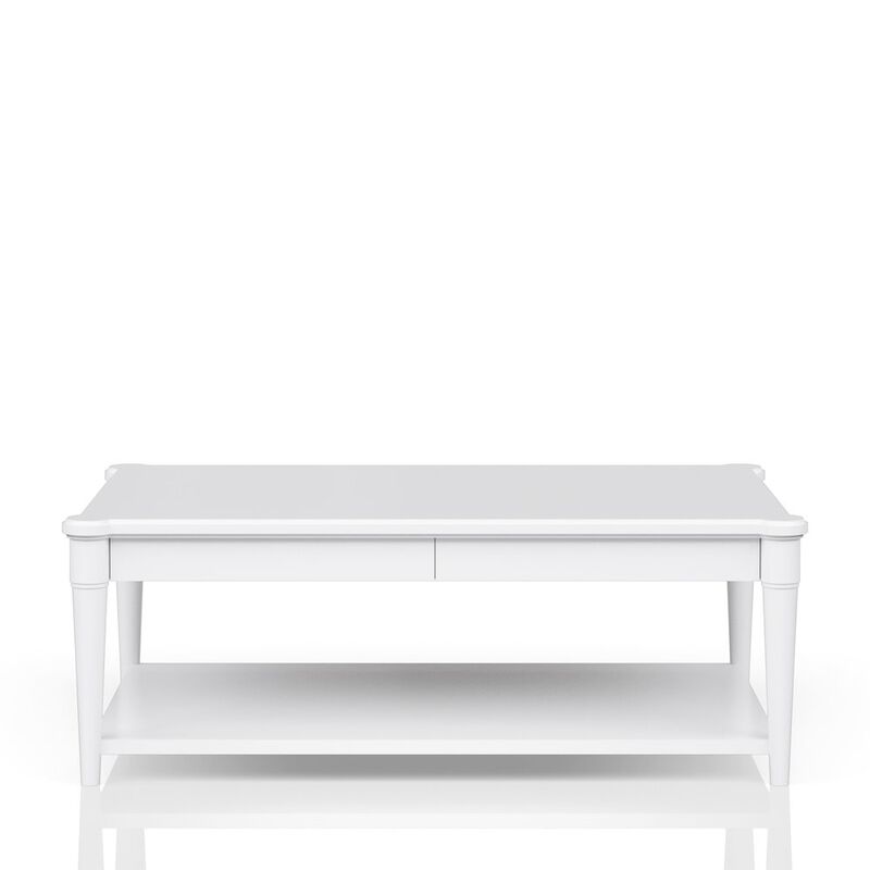 Wilmington Wood Top Cocktail Table W/ Casters-White
