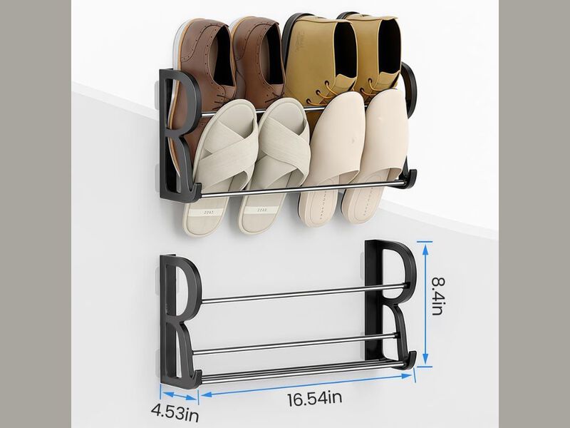 Stainless Steel Shoe Rack Simple Storage Device Wall Mounted image number 2